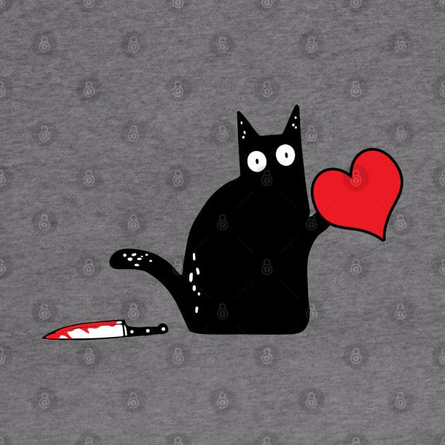 Black cat murderous with heart by salah_698